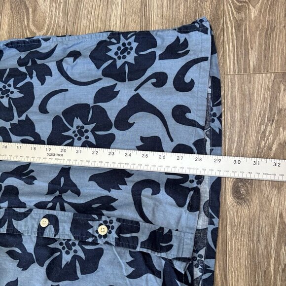 Sonoma Mens L Hawaiian Button Down Shirt Blue Aloha Tropical Camp Beach Flowers - Picture 9 of 14